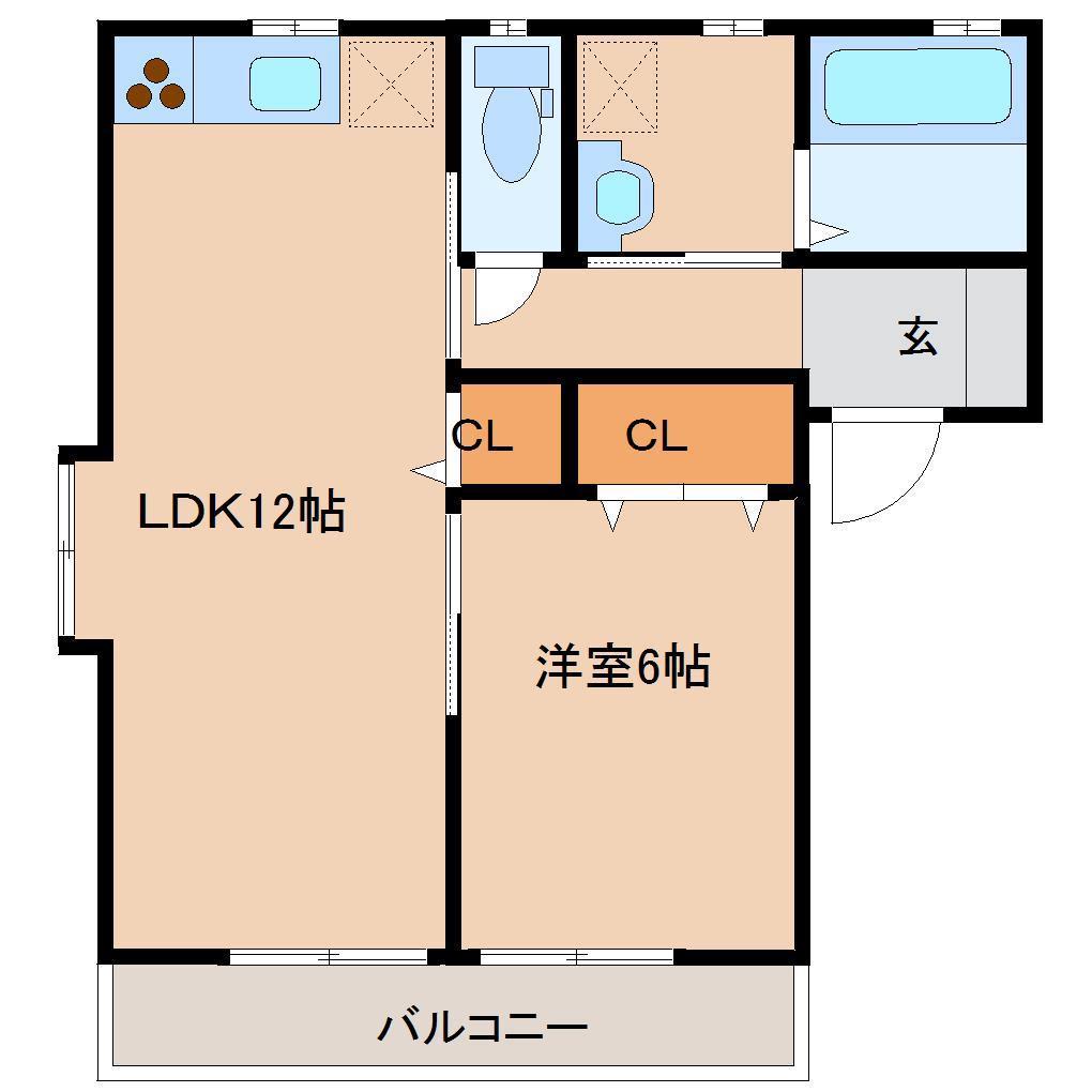 LIFE(1LDK/2階)の間取り写真