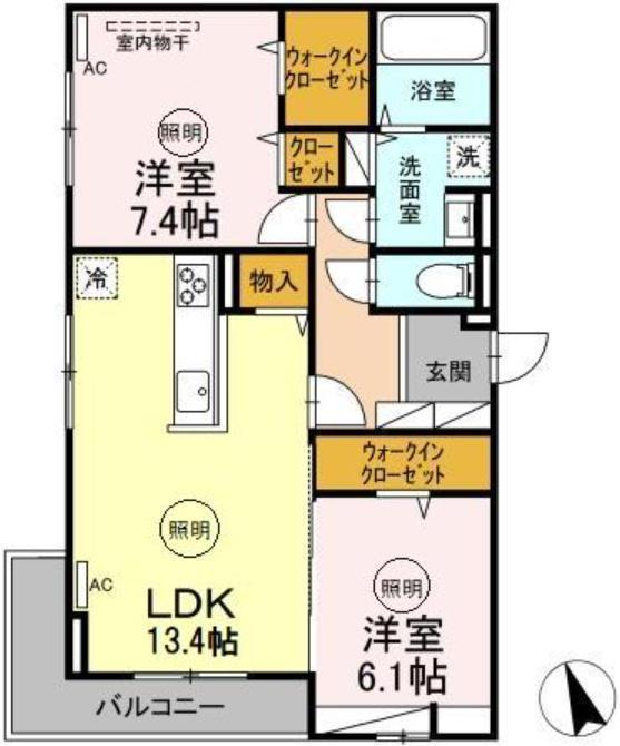 D-RESENA松山(2LDK/1階)の間取り写真