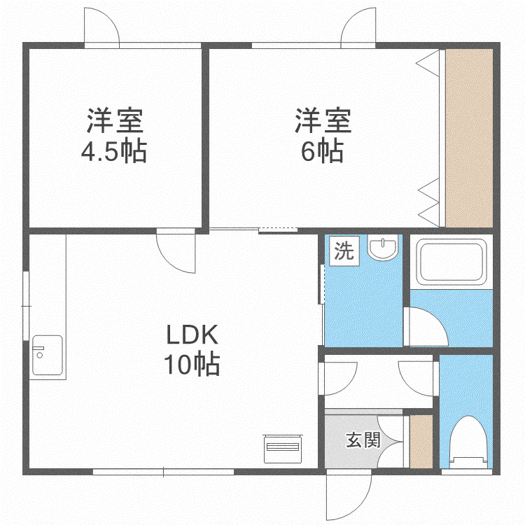 ベルラ札幌(2LDK/1階)の間取り写真