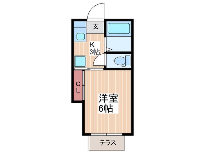 北岡ハイツ(1K/1階)の間取り写真
