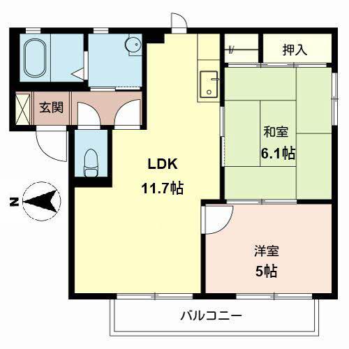 シャンテヴィラ(2LDK/2階)の間取り写真