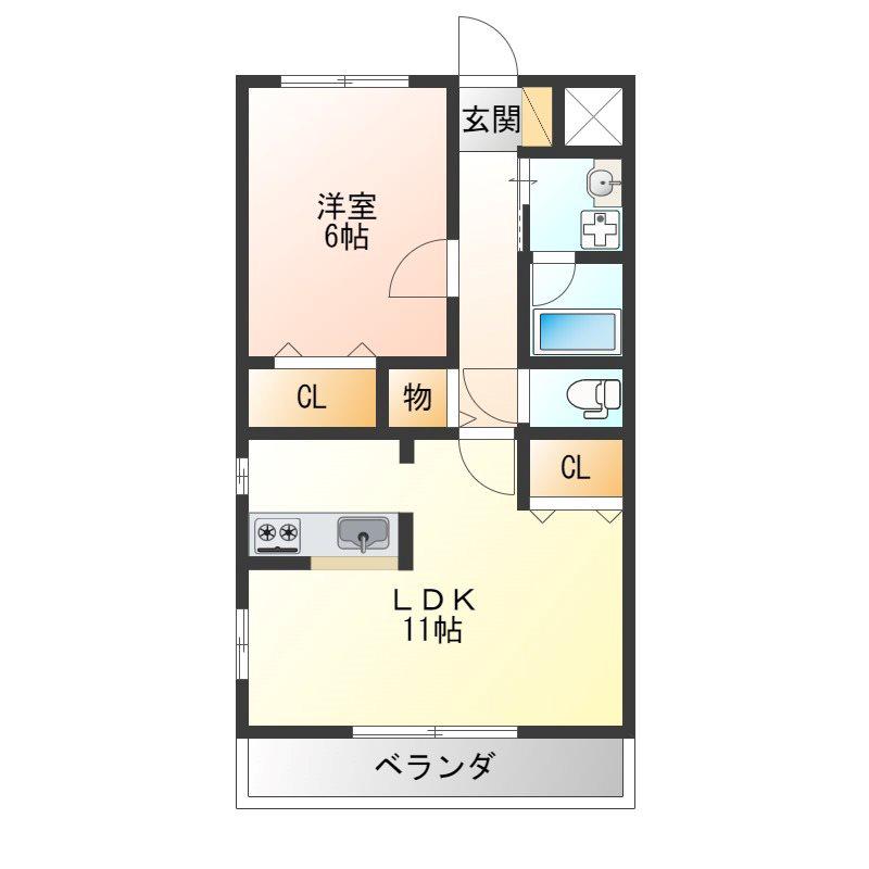 ベルタ カーサ(1LDK/2階)の間取り写真