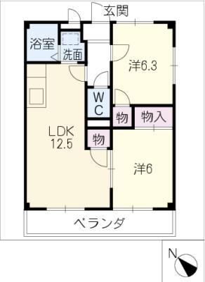 ライフ21レイク(2LDK/2階)の間取り写真