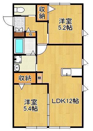 クレストヴィラ壱番館(2LDK/1階)の間取り写真