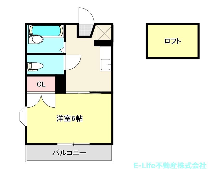 テラス帯山(1DK/2階)の間取り写真