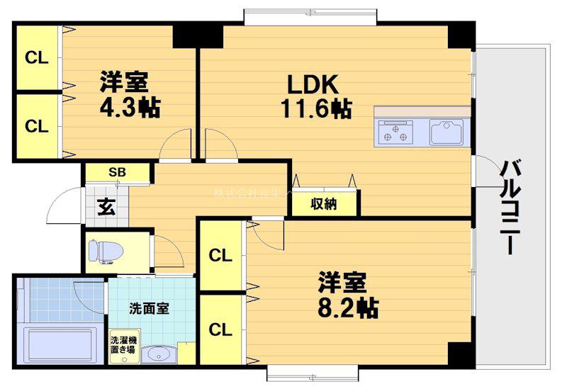 フォレストコート(2LDK/3階)の間取り写真