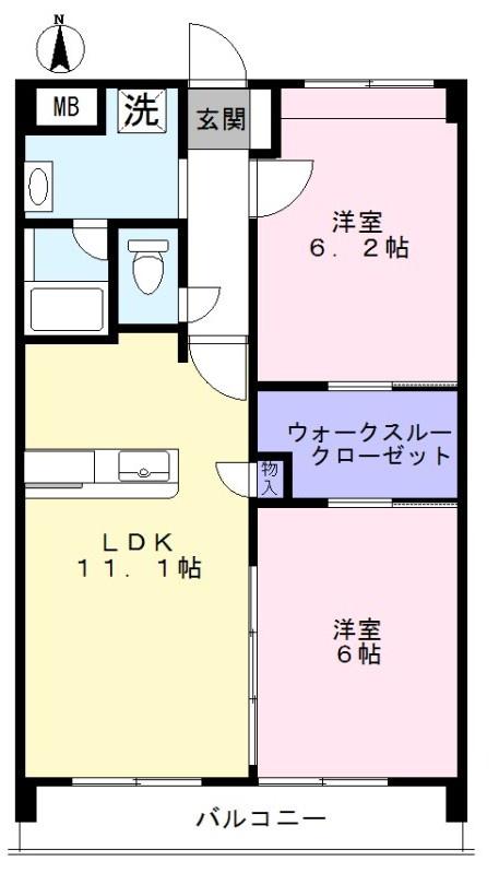 カンパヌールII(2LDK/3階)の間取り写真