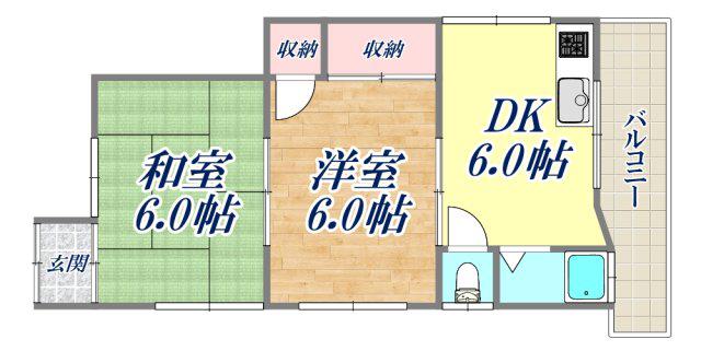 木戸ハイツ(2DK/2階)の間取り写真