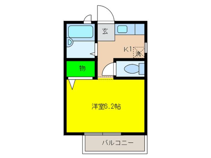 サンライフ常磐(1K/1階)の間取り写真