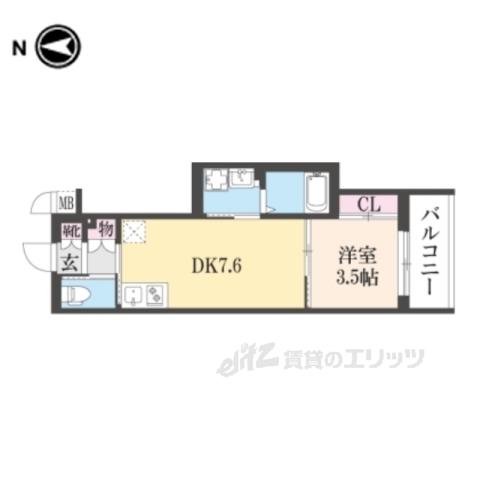 アクアプレイス京都聚楽第(1LDK/2階)の間取り写真