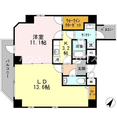 レジデンス・クレド駒込(1LDK/4階)の間取り写真