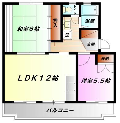 リバーサイドハイツ(2LDK/4階)の間取り写真