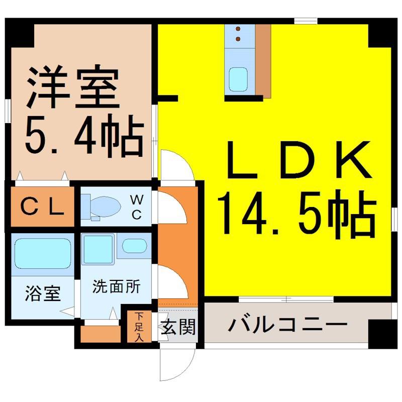 グランレーヴ大須観音(1LDK/3階)の間取り写真