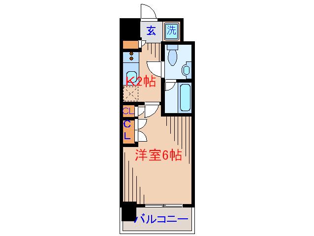 パークキューブ武蔵小杉(1K/6階)の間取り写真