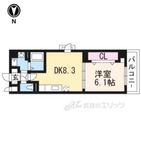 I・レジデンス上鳥羽(1DK/2階)の間取り写真