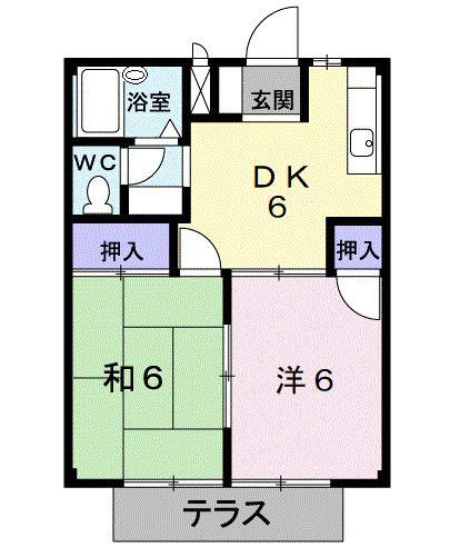 アーバンハイツ(2DK/1階)の間取り写真