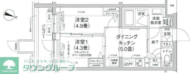 ルフレ田園調布南(2DK/1階)の間取り写真