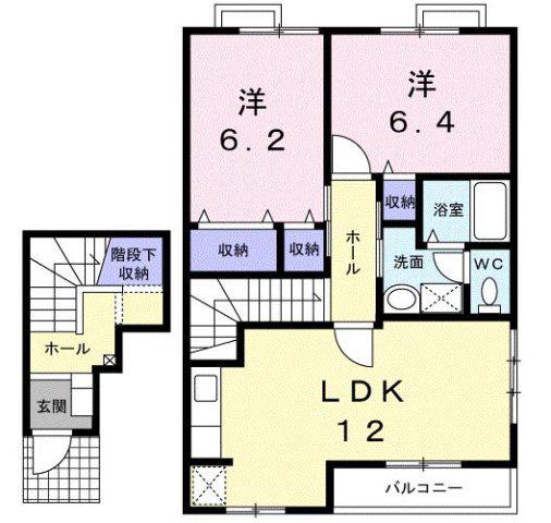 サンライズ・KB棟(2LDK/2階)の間取り写真
