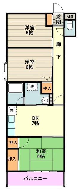 ラフォーレ武蔵野(3DK/5階)の間取り写真