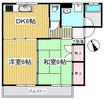 メゾン水主町(2DK/2階)の間取り写真