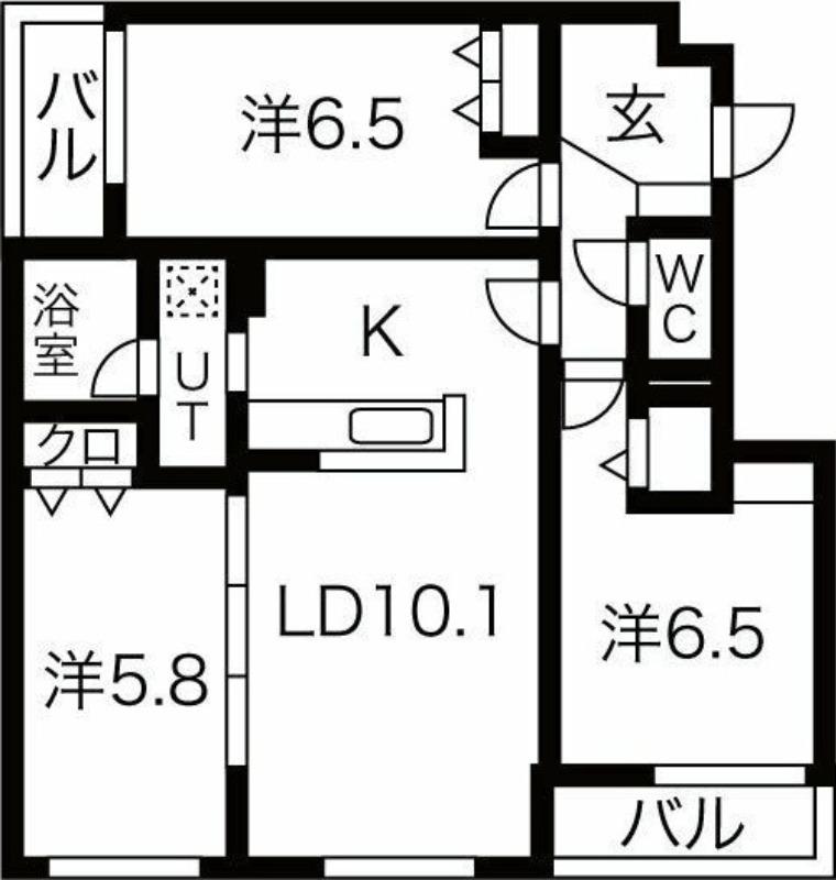 メニーズコート北園プレミア(3LDK/1階)の間取り写真