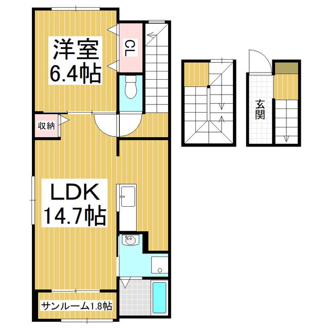 LUMTERE東横(1LDK/3階)の間取り写真