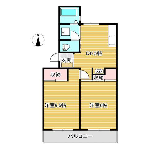 メゾン大里I(2DK/1階)の間取り写真