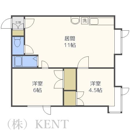 カーサエスパシオ(2LDK/2階)の間取り写真