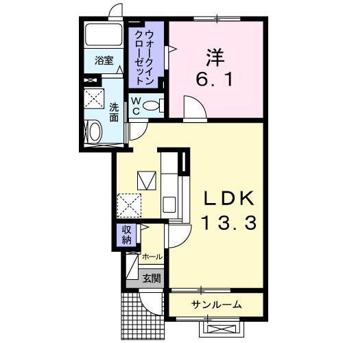サンク・ラフィーユI(1LDK/1階)の間取り写真
