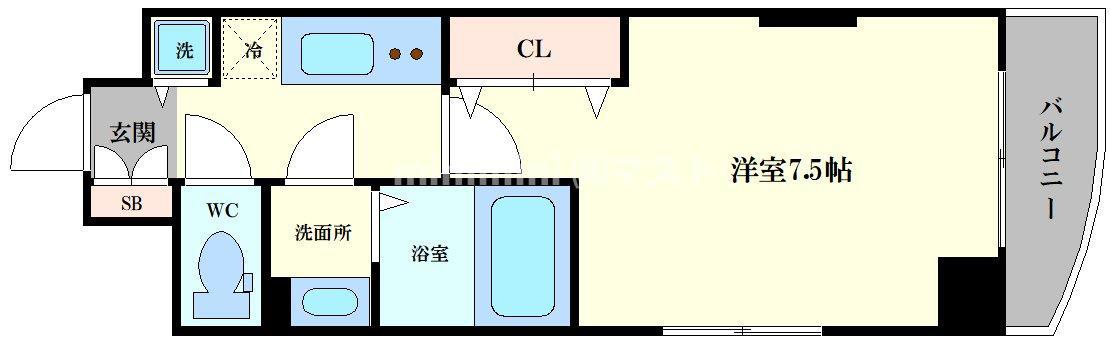 LUXE此花(1K/7階)の間取り写真