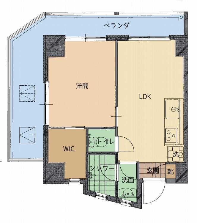 トーマス仲西(1LDK/3階)の間取り写真