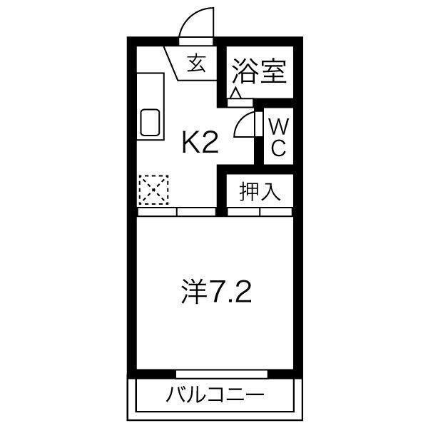 メイプル高島(1K/2階)の間取り写真