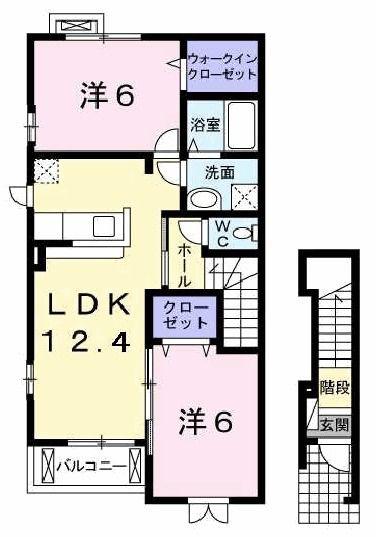 フィオリーレC(2LDK/2階)の間取り写真