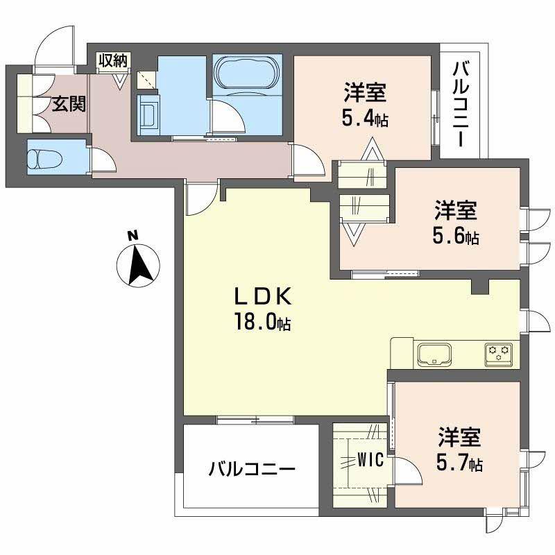 アリビオ田辺(3LDK/3階)の間取り写真