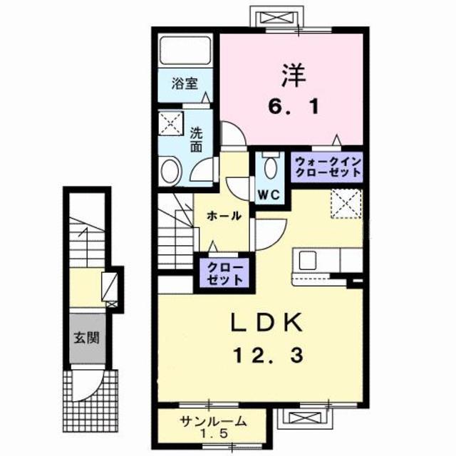 モデルノ プラシード(1LDK/2階)の間取り写真