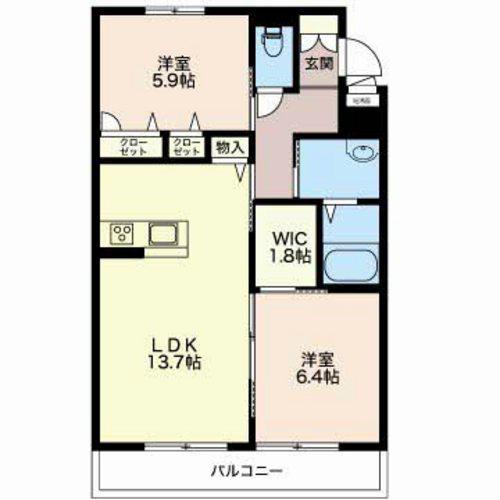 エスタシオン(2LDK/2階)の間取り写真