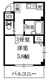 シエルコート綾瀬(1K/2階)の間取り写真