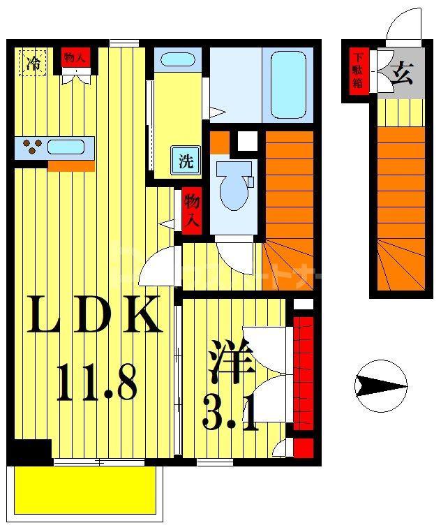 VIELL(1LDK/2階)の間取り写真