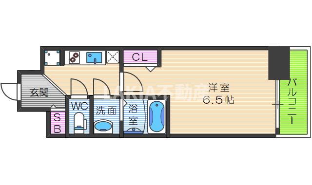 プレサンス天王寺ノースヴィアーレ(1K/8階)の間取り写真