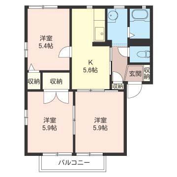 EXCELLENCE(3K/2階)の間取り写真