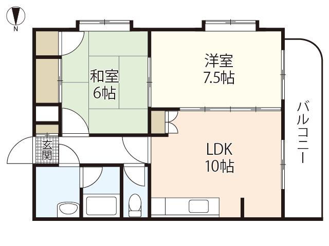 チェリー米田(2LDK/2階)の間取り写真