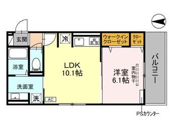 ヴィダ西京極(1LDK/2階)の間取り写真