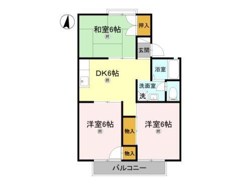 パレーシャル津秦(3DK/2階)の間取り写真