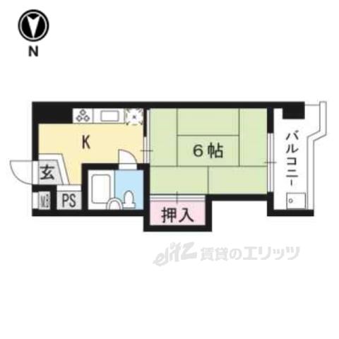 京都四条グランドハイツ(1K/6階)の間取り写真