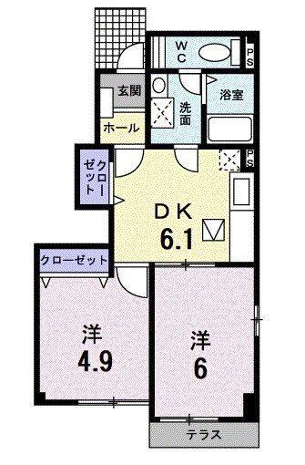 エントランス壱番館(2DK/1階)の間取り写真