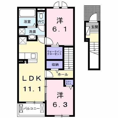 フラン メゾン(2LDK/2階)の間取り写真
