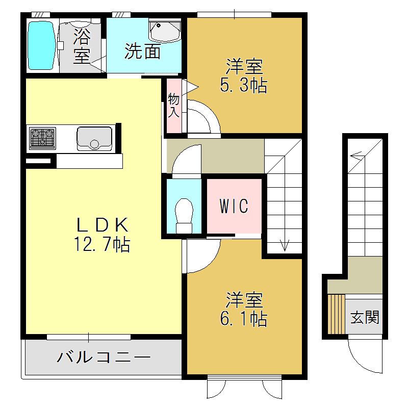 モン・ヴィラージュ(2LDK/2階)の間取り写真