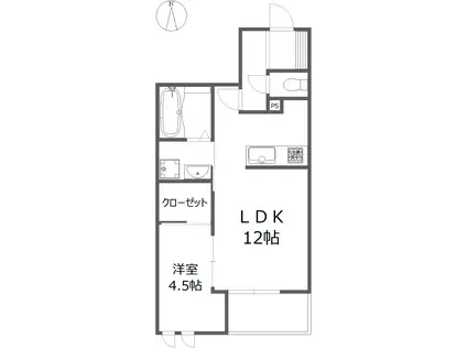 ハイマーブル(1LDK/1階)の間取り写真