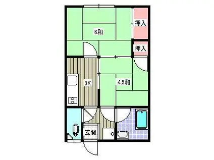 テル荘(2K/2階)の間取り写真