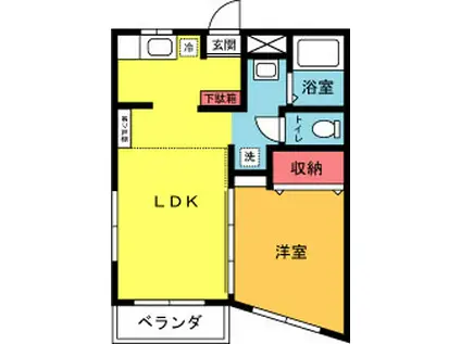 サンパレス茅ヶ崎(1LDK/2階)の間取り写真